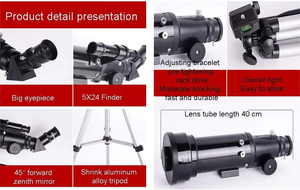 تلسکوپ نجومی 70 میلیمتری برای بزرگسالان و مبتدیان نجوم، تلسکوپ انکساری با سهپایه و کیف حمل، تلسکوپ مسافرتی تلسکوپ نجومی 70 میلیمتری برای بزرگسالان و مبتدیان نجوم، تلسکوپ انکساری با سهپایه و کیف حمل، تلسکوپ مسافرتی