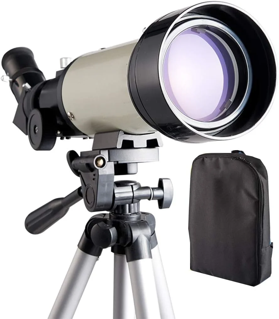تلسکوپ فضای باز، تلسکوپ برای افراد و مبتدیان، تلسکوپ شکستنی نجومی 70 میلی متری با دیافراگم 400 میلی متری، تلسکوپ مسافرتی قابل حمل با سه پایه قابل تنظیم و کوله پشتی