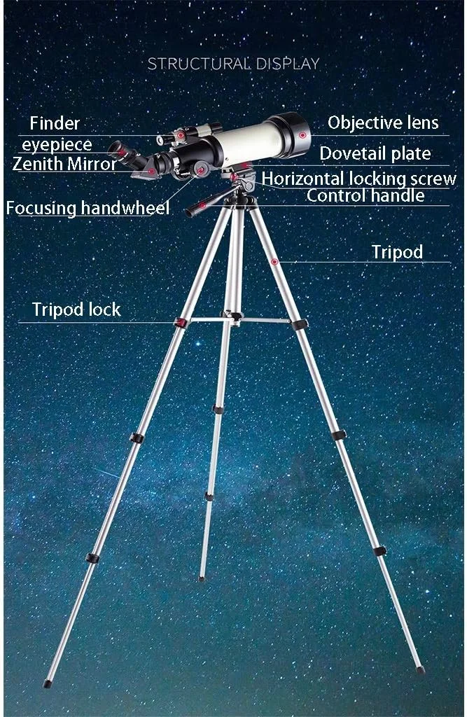 تلسکوپ بیرونی، تلسکوپ برای افراد، بزرگسالان و مبتدیان، تلسکوپ شکست نور نجومی 70 میلی‌متری با دیافراگم 400 میلی‌متری، تلسکوپ مسافرتی قابل حمل با سه‌پایه قابل تنظیم، کوله پشتی