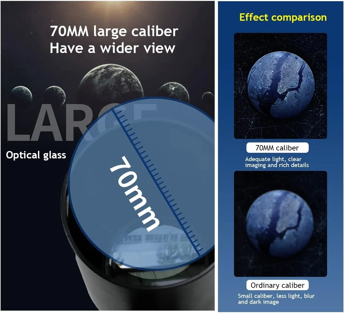 تلسکوپ 70/700، تلسکوپ شکستنی نجومی 35X-525X - ایده آل برای مبتدیان ستاره شناسی، تلسکوپ حرفه ای برای ماه، سیارات و تماشا، با چشمی ها و بارلو تلسکوپ 70/700، تلسکوپ شکستنی نجومی 35X-525X - ایده آل برای مبتدیان ستاره شناسی، تلسکوپ حرفه ای برای ماه، سیارات و تماشا، با چشمی ها و بارلو