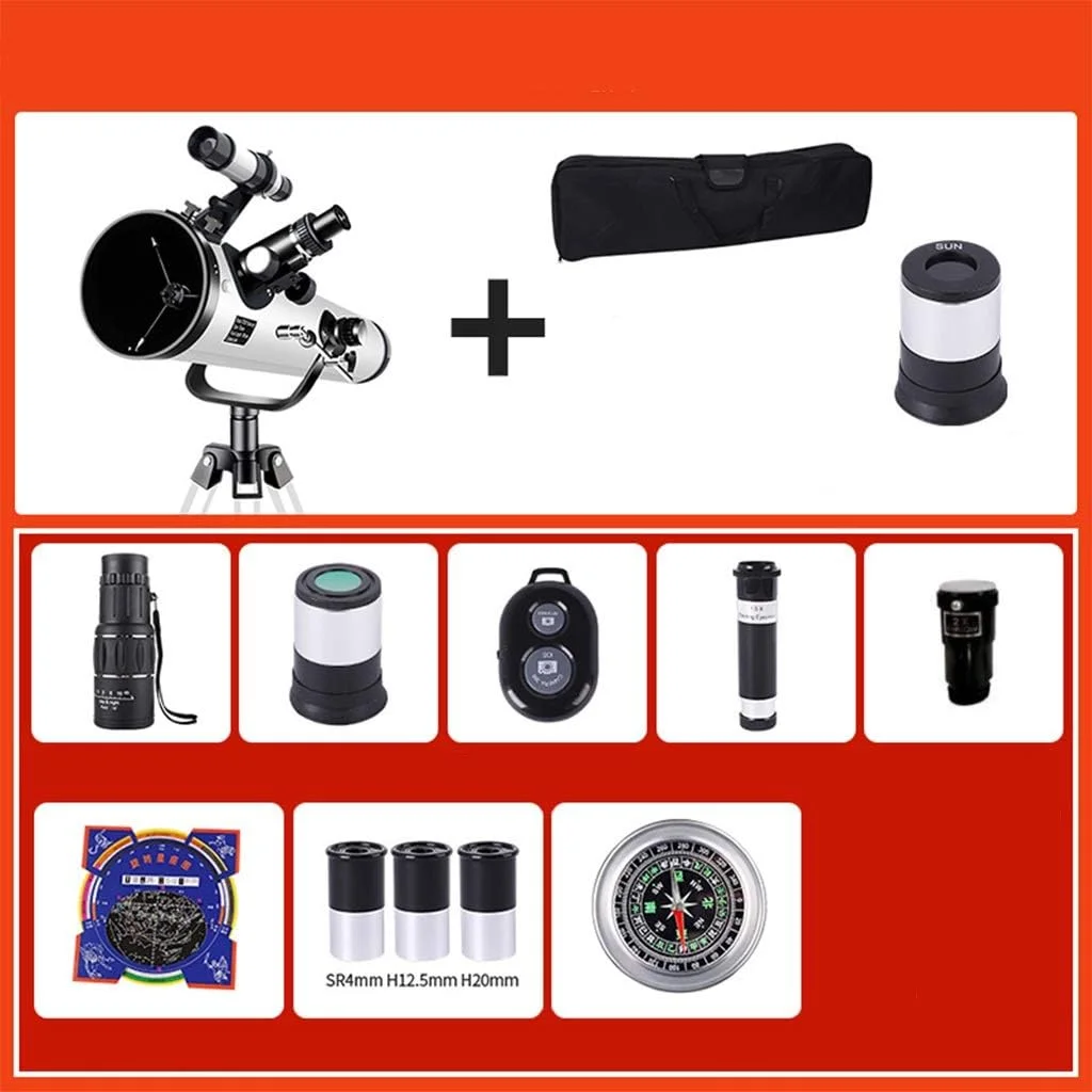 تلسکوپ انکساری قابل حمل، تلسکوپ برای بزرگسالان نجوم، تلسکوپ برای افراد و مبتدیان با سه پایه، تلسکوپ برای نجوم