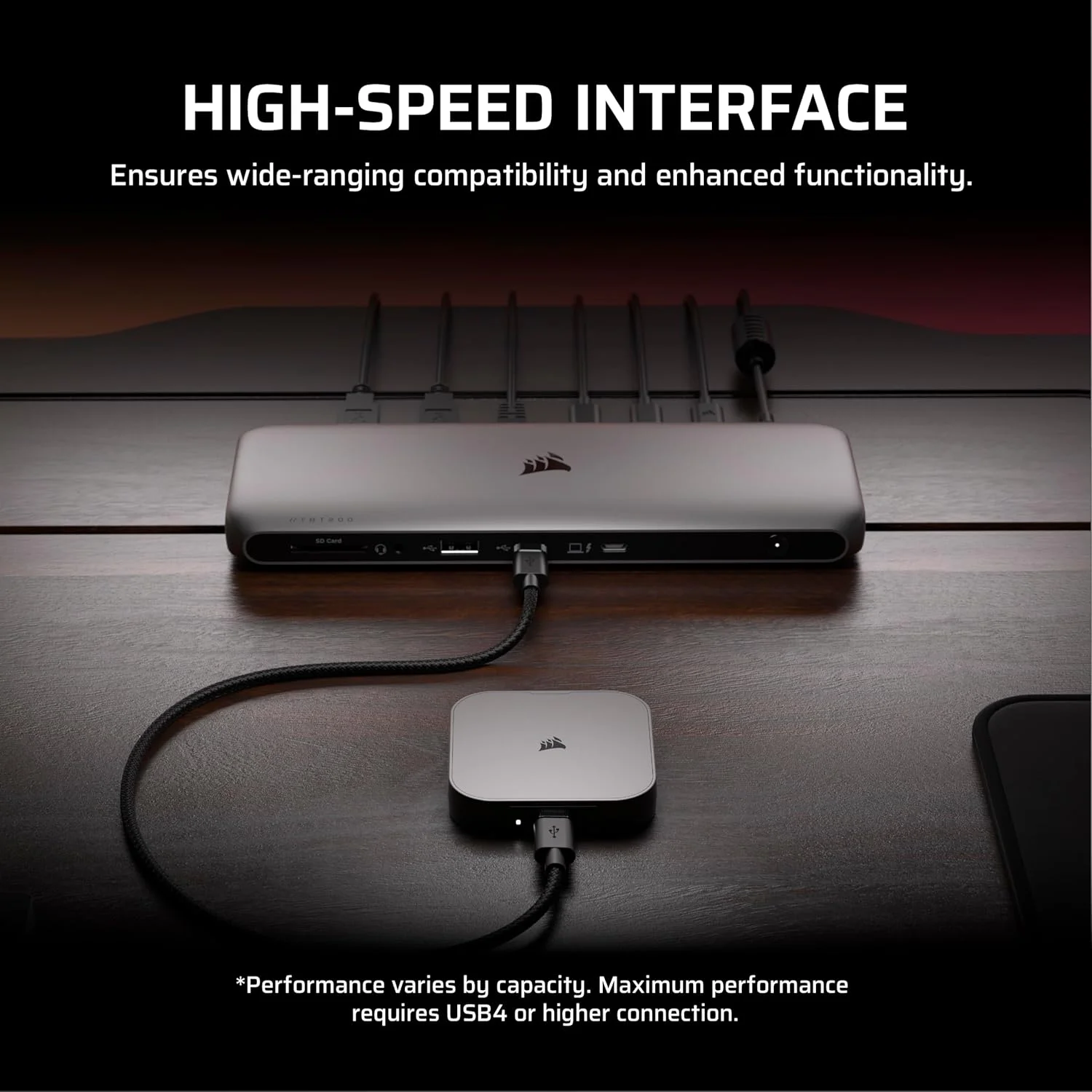 حافظه اس اس دی اکسترنال قابل حمل Corsair EX400U با ظرفیت 1 ترابایت، USB4، Type-C – اتصالات 3.2 Gen2 2x2، تا 40 گیگابیت بر ثانیه، Plug and Play، MagSafe، شامل کابل – سازگار با ویندوز، iOS و مک – خاکستری