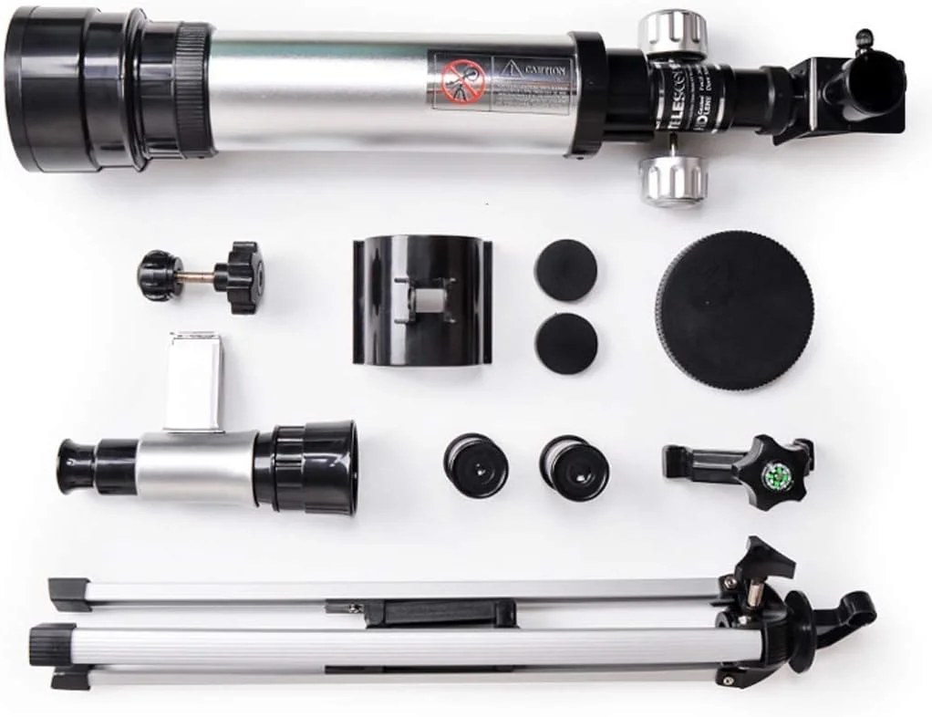 تلسکوپ انکساری قابل حمل، دهانه 50 میلی‌متری، 360 میلی‌متری AZ، مناسب کودکان و بزرگسالان، تلسکوپ شکست نور نجومی، اپتیک شیشه ای با پوشش کامل