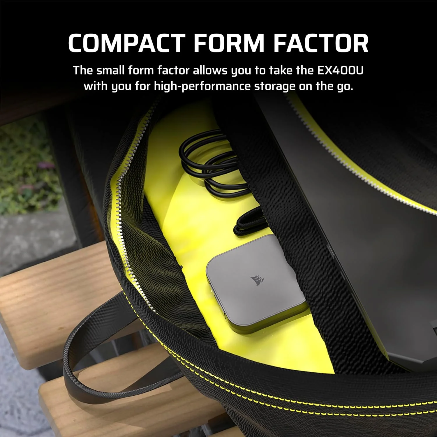 حافظه اس اس دی اکسترنال قابل حمل Corsair EX400U با ظرفیت 1 ترابایت، USB4، Type-C – اتصالات 3.2 Gen2 2x2، تا 40 گیگابیت بر ثانیه، Plug and Play، MagSafe، شامل کابل – سازگار با ویندوز، iOS و مک – خاکستری