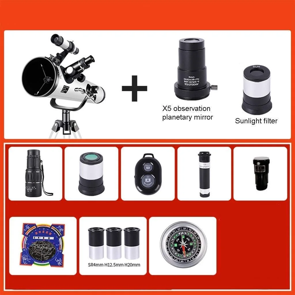 تلسکوپ انکساری قابل حمل، تلسکوپ نجومی بزرگسالان، تلسکوپ برای کودکان و مبتدیان به همراه پایه، تلسکوپ برای نجوم