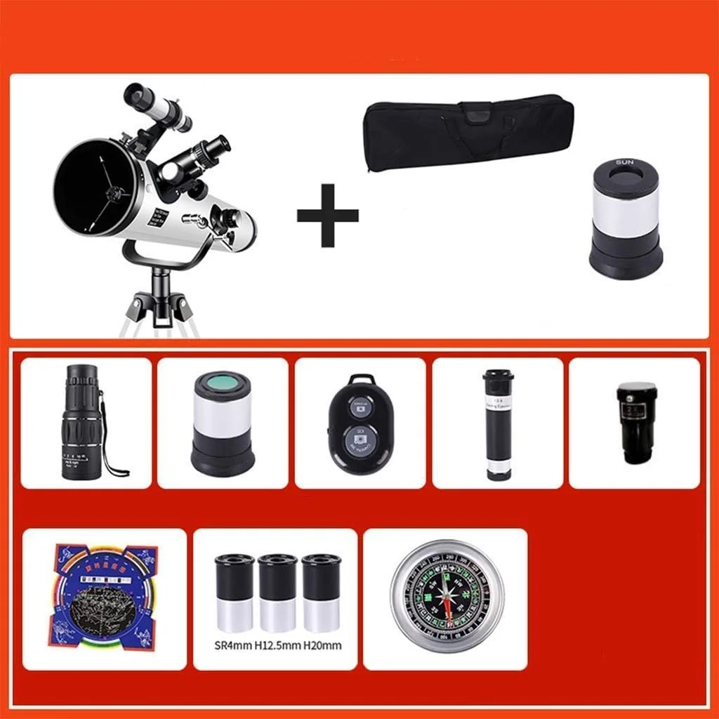 تلسکوپ انکساری قابل حمل، تلسکوپ نجومی بزرگسالان، تلسکوپ برای کودکان و مبتدیان به همراه پایه، تلسکوپ برای نجوم