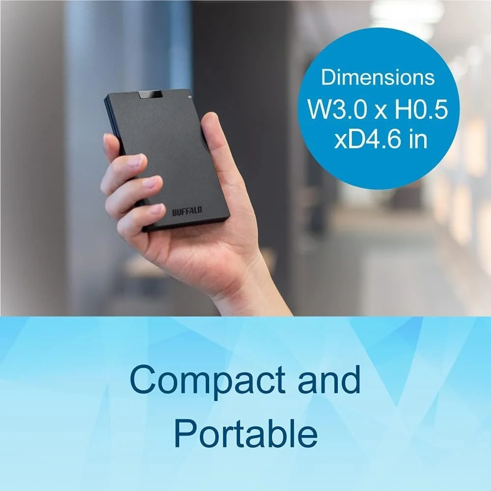 حافظه اس اس دی اکسترنال 2 ترابایتی BUFFALO - سازگار با PS4 / PS5 / Windows/Mac - USB-C - USB-A - USB 3.2 - درایو حالت جامد اکسترنال - SSD-PG2.0U3B