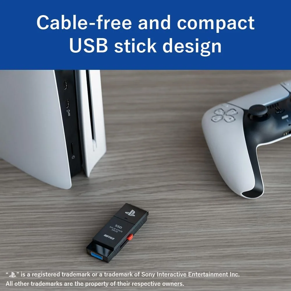 حافظه اس اس دی اکسترنال 1.0 ترابایت BUFFALO - محصول دارای مجوز رسمی، سازگار با کنسول های PS5 / کنسول های PS4 - USB3.2 Gen2 Type A Compact Stick SSD SAO1.0U3B حافظه اس اس دی اکسترنال 1.0 ترابایت BUFFALO - محصول دارای مجوز رسمی، سازگار با کنسول های PS5 / کنسول های PS4 - USB3.2 Gen2 Type A Compact Stick SSD SAO1.0U3B