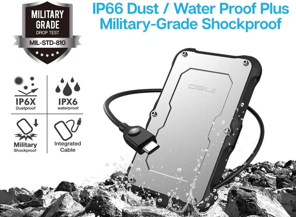 هارد اکسترنال اس اس دی قابل حمل USB 3.1 مقاوم و ضد ضربه نظامی Avolusion ineo (C2580c-480G+32G) IP66 ضد آب 480 گیگابایت (512 گیگابایت) + فلش مموری USB 32 گیگابایتی رایگان [سرعت خواندن/نوشتن تا 550 مگابایت بر ثانیه]