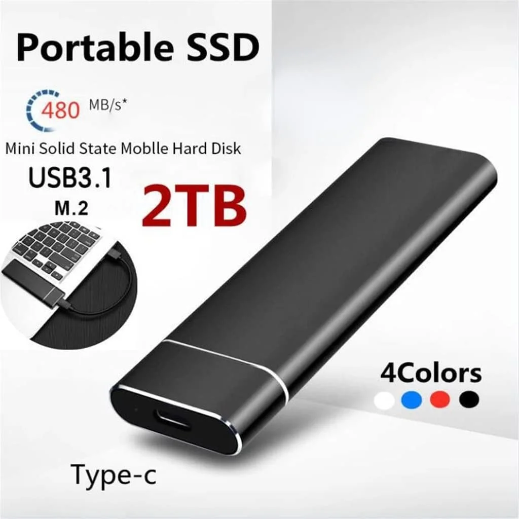 هارد اکسترنال SSD با پورت USB 3.1 Type C ظرفیت 500 گیگابایت 1 ترابایت 2 ترابایت قابل حمل (رنگ: آبی، اندازه: 1 ترابایت)