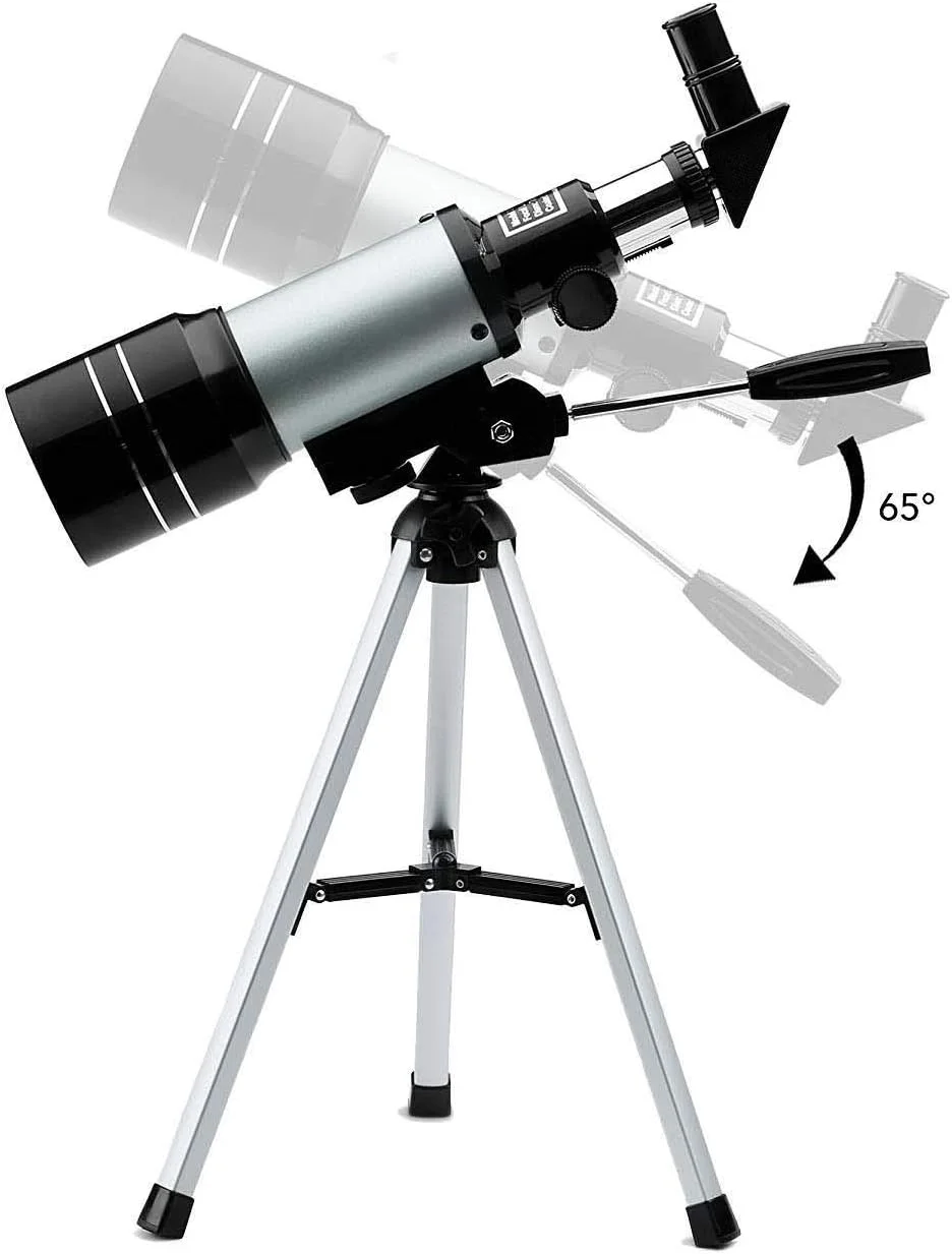 تلسکوپ شکستنی 70 میلی‌متری نجومی مناسب برای مبتدیان، تلسکوپ با سه‌پایه قابل تنظیم و یابنده، تلسکوپ مسافرتی قابل حمل