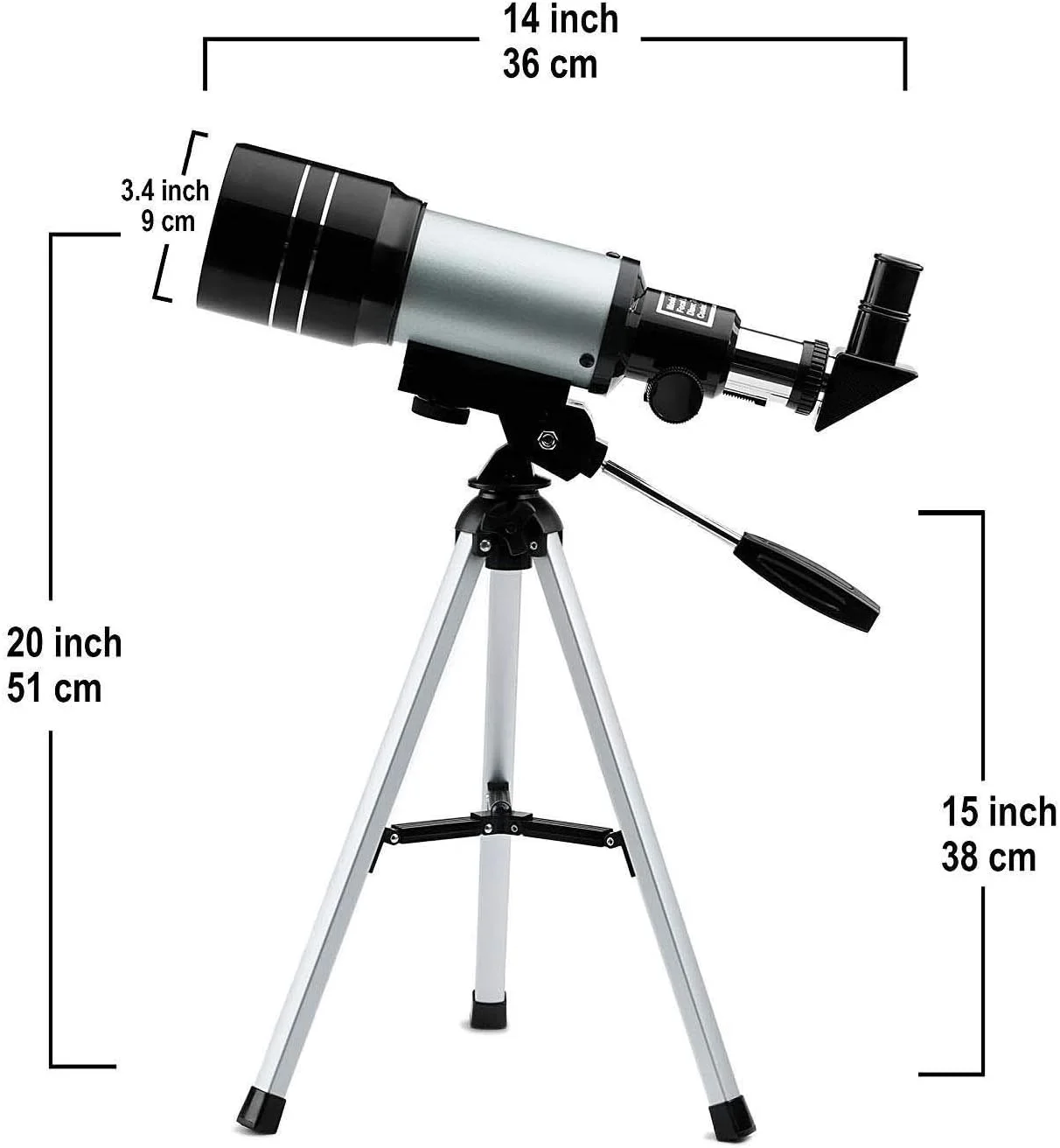 تلسکوپ شکستنی 70 میلی‌متری نجومی مناسب برای مبتدیان، تلسکوپ با سه‌پایه قابل تنظیم و یابنده، تلسکوپ مسافرتی قابل حمل