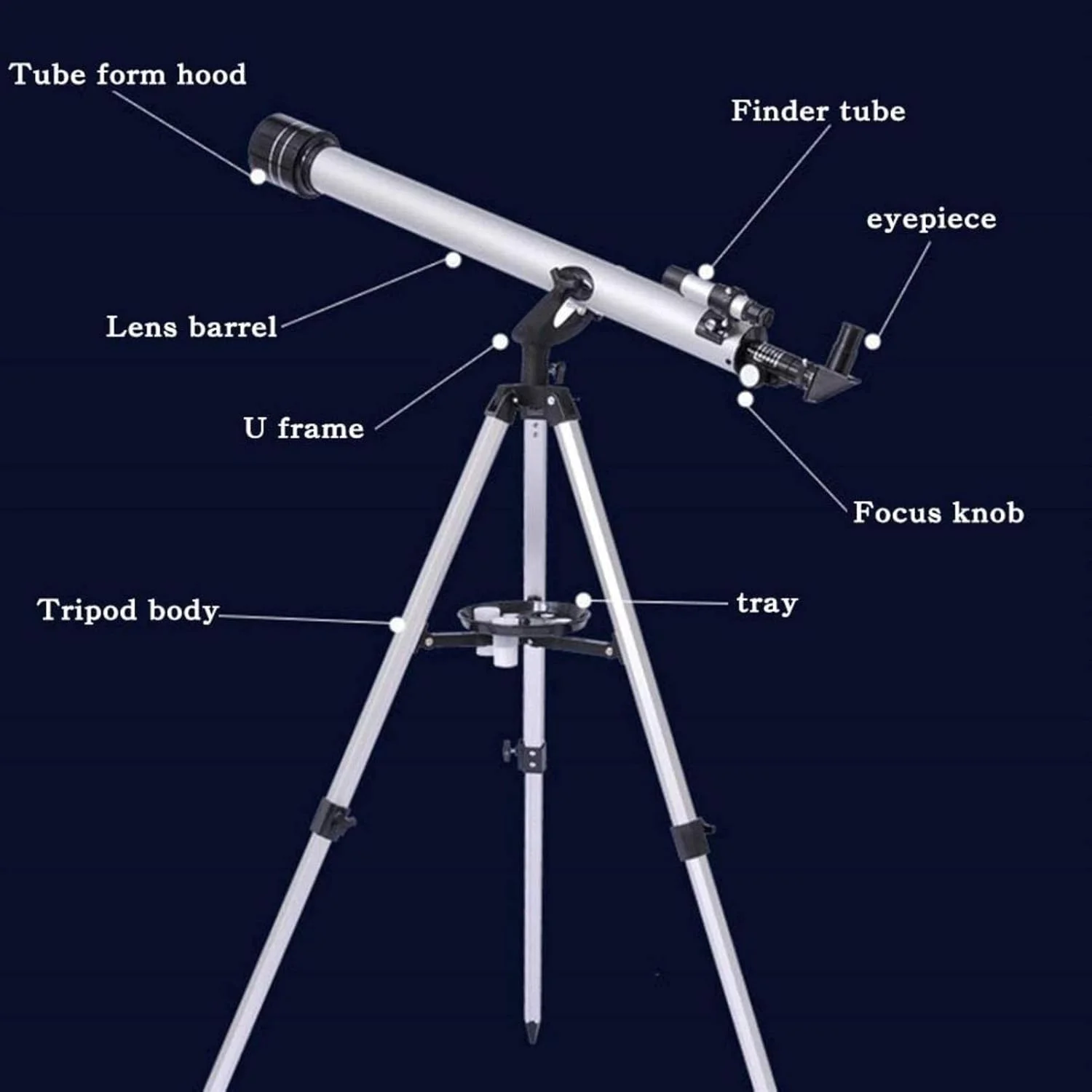 تلسکوپ کودکان، تلسکوپ با دهانه 600 میلی‌متری و پایه، تلسکوپ اپتیکال چند لایه پوشش‌دار برای بزرگسالان، تلسکوپ انکساری نجومی مبتدی برای کودکان