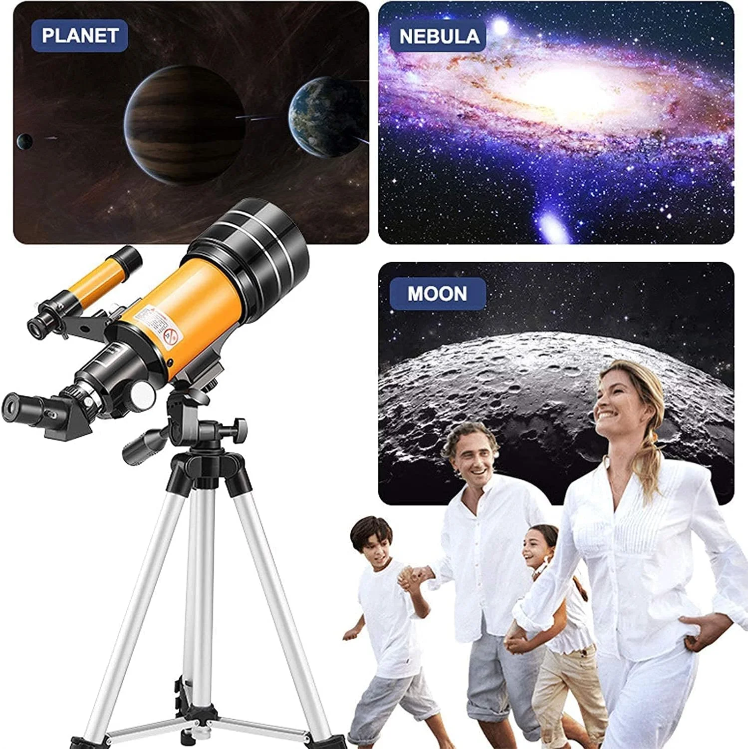 تلسکوپ کودکان 300 میلیمتری با پایه AZ، تلسکوپ شکستنی با پوشش چندلایه کامل اپتیکی، دارای پایه قابل تنظیم و چشمیهای 15x و 50x، هدیه ای مناسب برای مبتدیان نجوم تلسکوپ کودکان 300 میلیمتری با پایه AZ، تلسکوپ شکستنی با پوشش چندلایه کامل اپتیکی، دارای پایه قابل تنظیم و چشمیهای 15x و 50x، هدیه ای مناسب برای مبتدیان نجوم