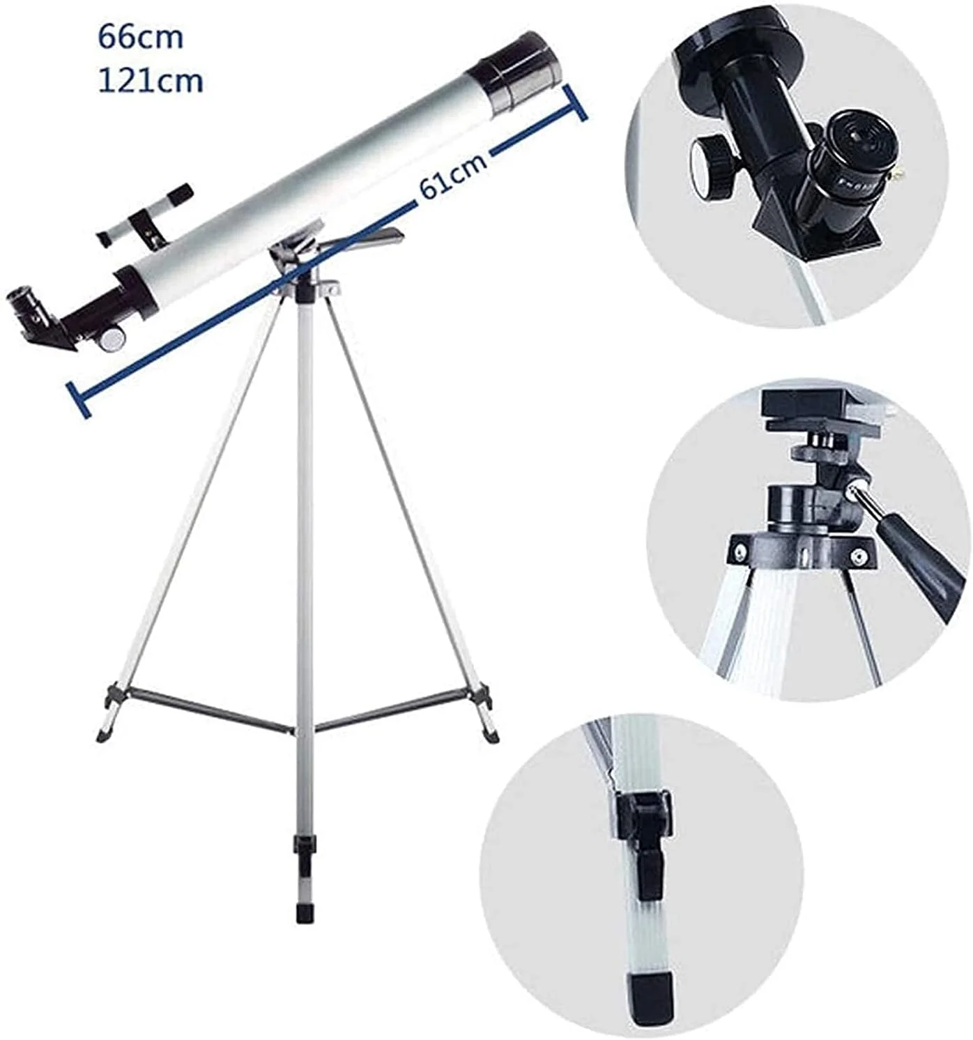 تلسکوپ انکساری با یابنده برای کودکان و مبتدیان نجوم، تلسکوپ مسافرتی با 3 چشمی بزرگنمایی 18X – 135X