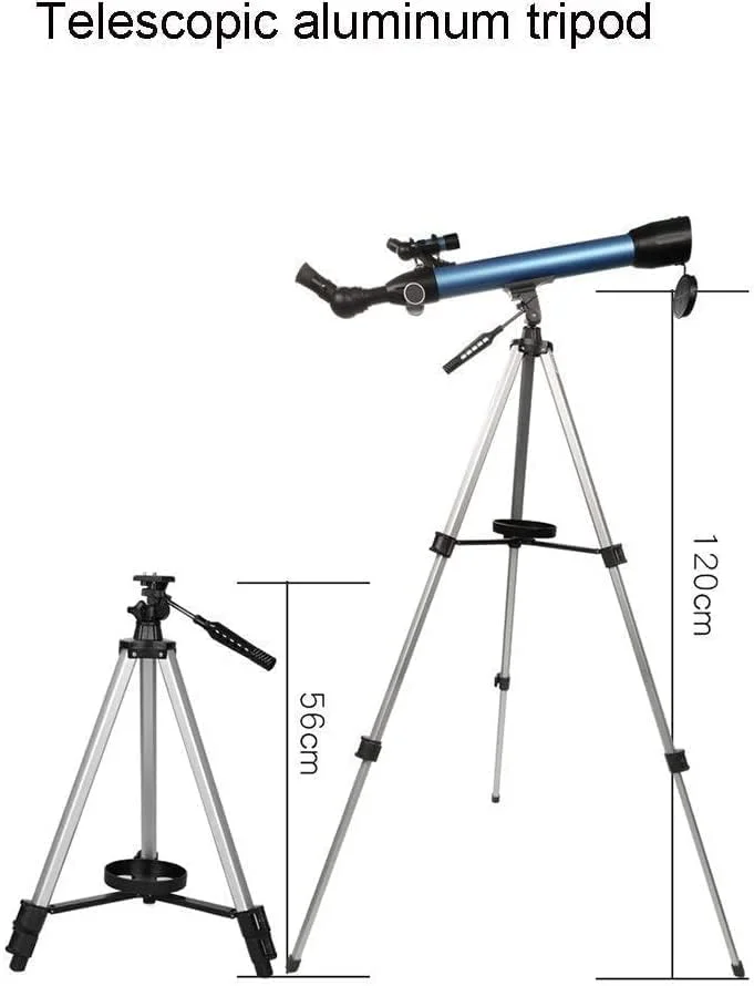 تلسکوپ شکستنی کودکان برای نجوم، سه پایه قابل تنظیم، آینه سمت الراس 45 درجه، دهانه بزرگ 50 میلی متری، تلسکوپ مسافرتی قابل حمل برای مبتدیان و بزرگسالان