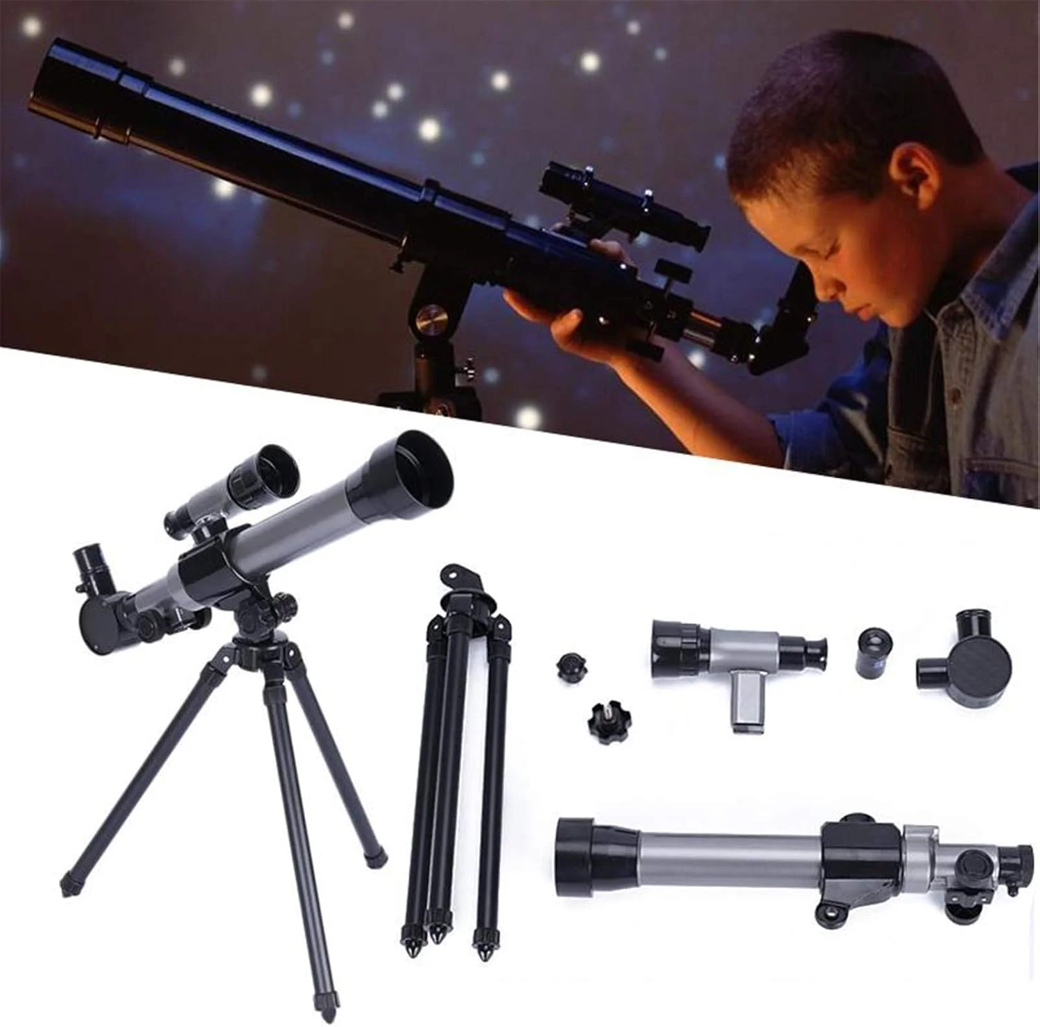 تلسکوپ کودکان، تلسکوپ نجومی انکساری کودکان برای علوم آموزشی، اسباب بازی آموزشی پایه کودکان بزرگسالان مبتدی برای کاوش فضا ماه ستاره