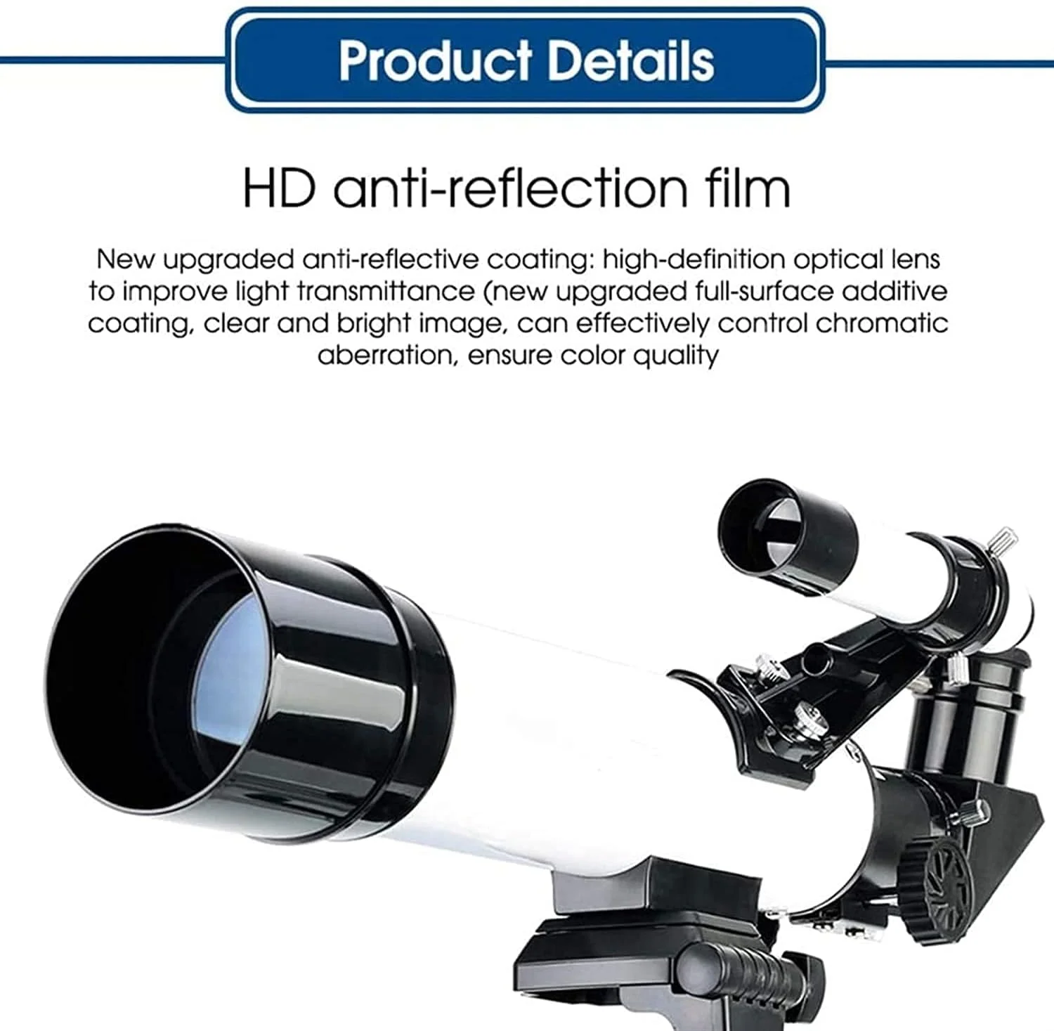 تلسکوپ کودکان و بزرگسالان، تلسکوپ شکستنی مسافرتی 70 میلی‌متری برای مبتدیان نجوم، آداپتور تلفن هوشمند، کنترل شاتر دوربین، فیلتر ماه برای منظره طبیعی