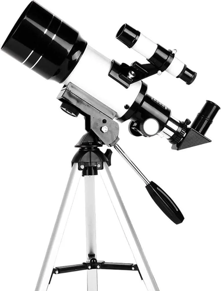 تلسکوپ مبتدی کودکان با دهانه 70 میلی‌متری و فاصله کانونی 300 میلی‌متری، تلسکوپ شکستنی نجومی، سه پایه و یابنده - تلسکوپ مسافرتی قابل حمل با آداپتور تلفن هوشمند و کنترل از راه دور بی‌سیم