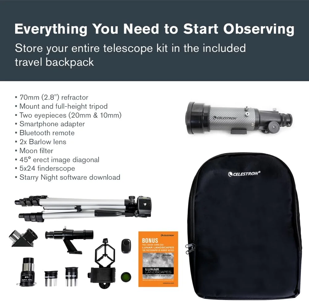 تلسکوپ شکستی مسافرتی سلسترون مدل Travel Scope Dx تلسکوپ شکستی مسافرتی سلسترون مدل Travel Scope Dx