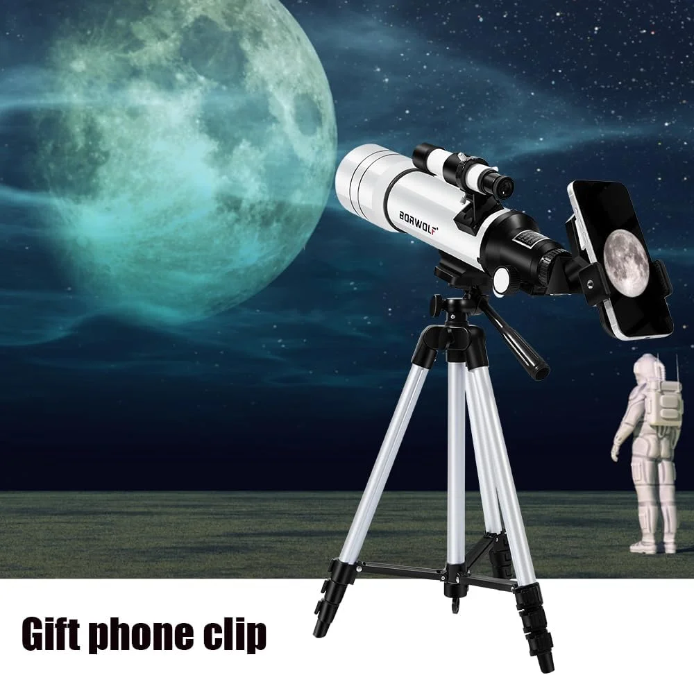 تلسکوپ HD 400/70 میلی‌متری برای بزرگسالان، تلسکوپ نجومی انکساری - مناسب برای تماشای ماه، تماشای پرندگان، مشاهده مناظر طبیعی، مشاهده مناظر شهری، تماشای حیوانات