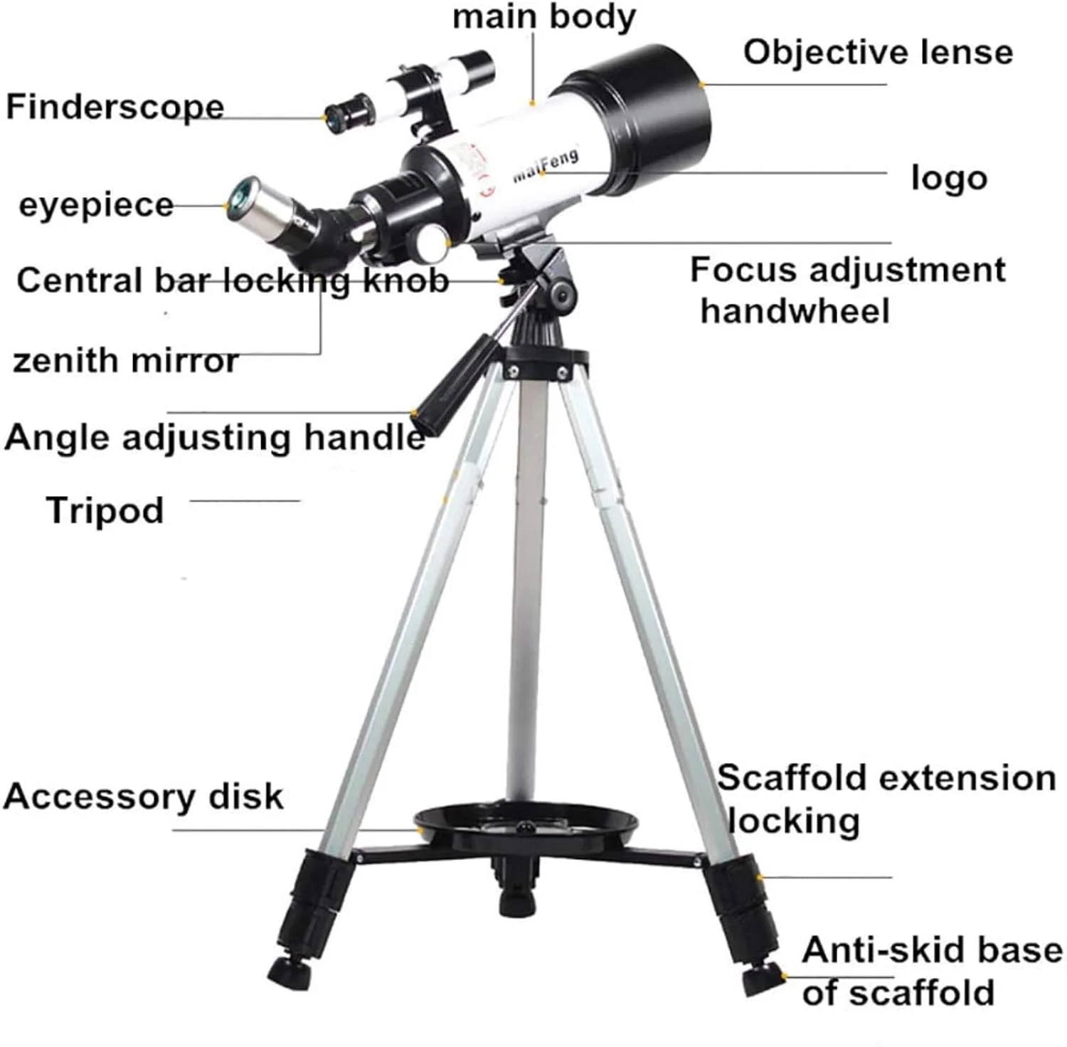 دوربین دوچشمی پرقدرت، تلسکوپ نجومی شکست نور با وضوح بالا، تلسکوپ تک چشمی نجومی برای تماشای ستارگان، مناسب برای مناظر، حرفه ای برای فضای داخلی و خارجی