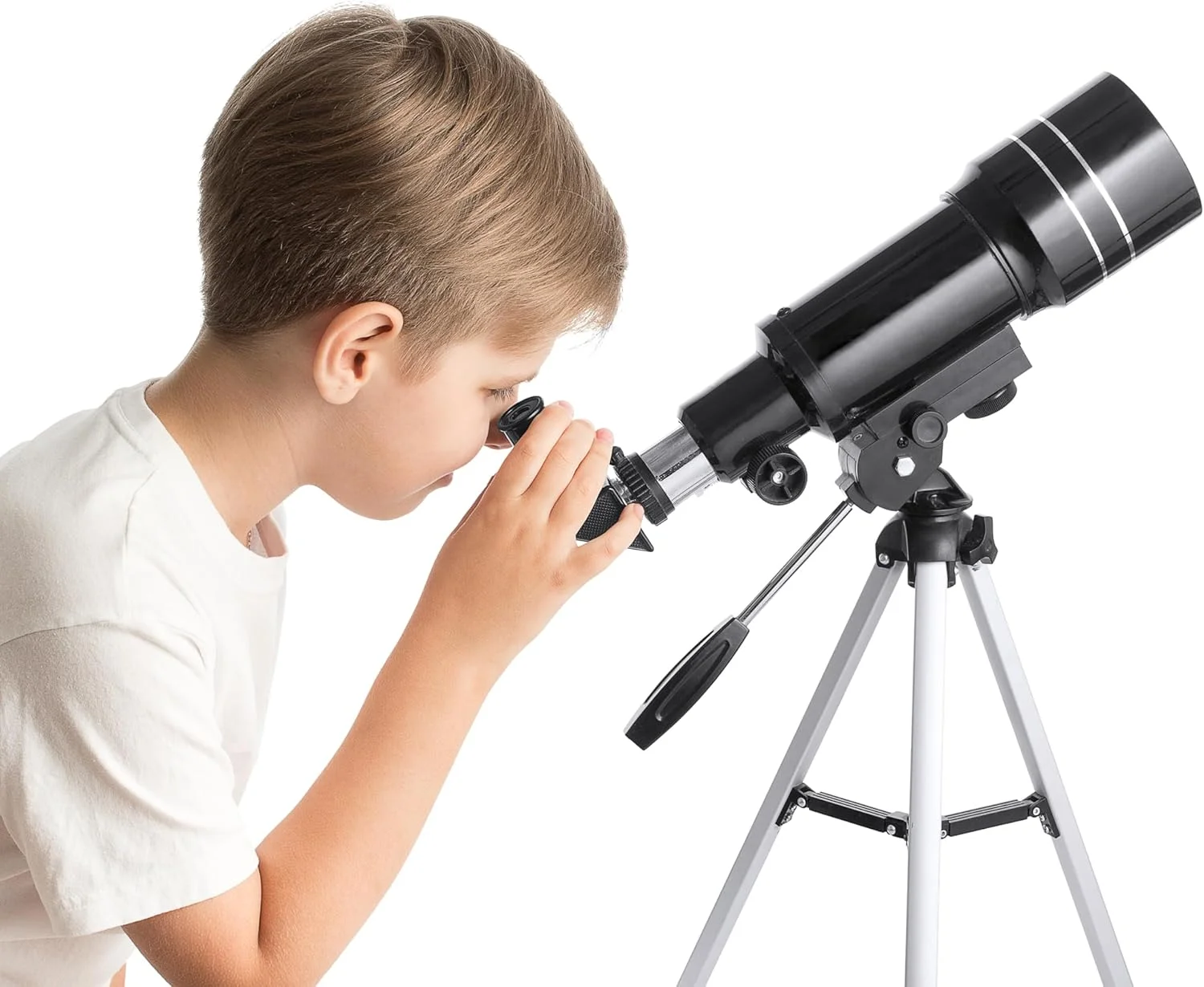 تلسکوپ انکساری 300x70 میلی‌متری استارواچر بارسکا با قدرت 225 برابر به همراه سه‌پایه رومیزی و لنز بارلو 3X، مشکی (AE12932)