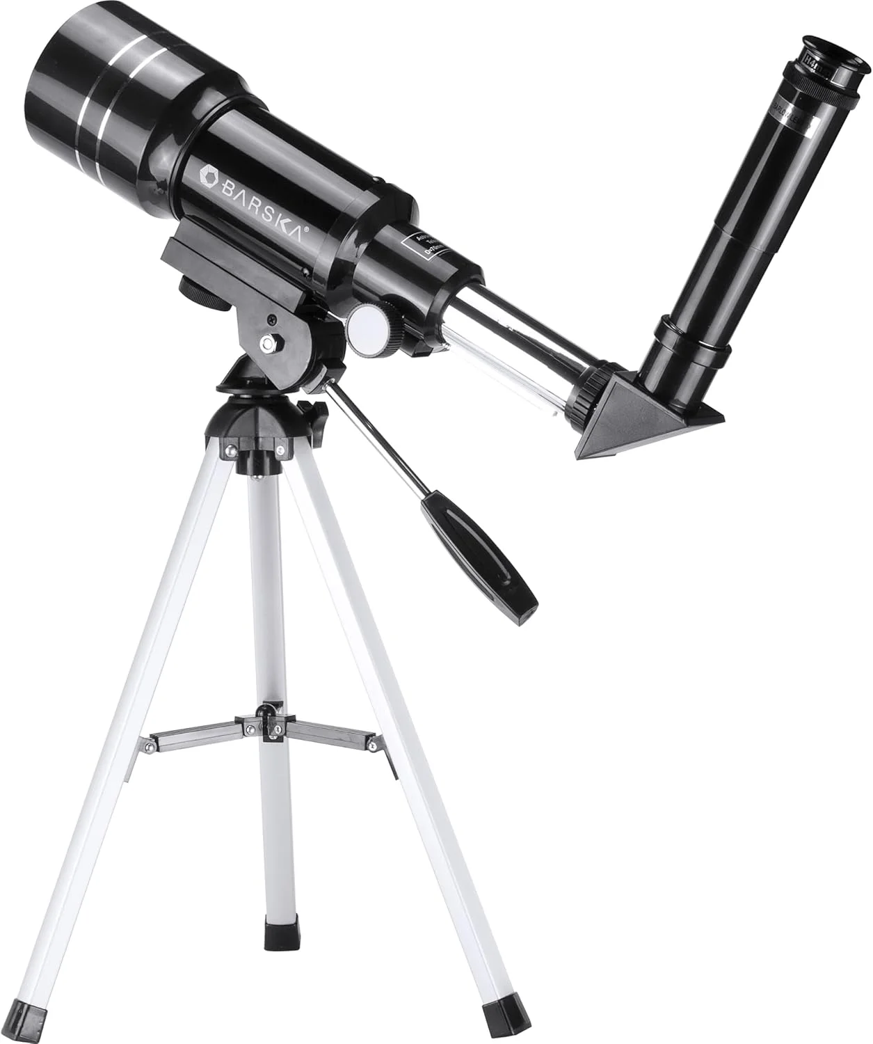 تلسکوپ انکساری 300x70 میلی‌متری استارواچر بارسکا با قدرت 225 برابر به همراه سه‌پایه رومیزی و لنز بارلو 3X، مشکی (AE12932)