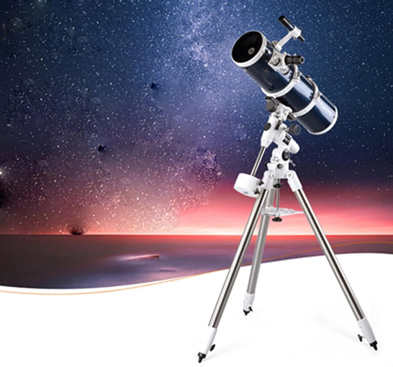 تلسکوپ مبتدی 150 میلیمتری HD شکستی برای شروع ستارهشناسی، دوربین دوچشمی با پایه، یابنده و فیلتر ماه تلسکوپ مبتدی 150 میلیمتری HD شکستی برای شروع ستارهشناسی، دوربین دوچشمی با پایه، یابنده و فیلتر ماه