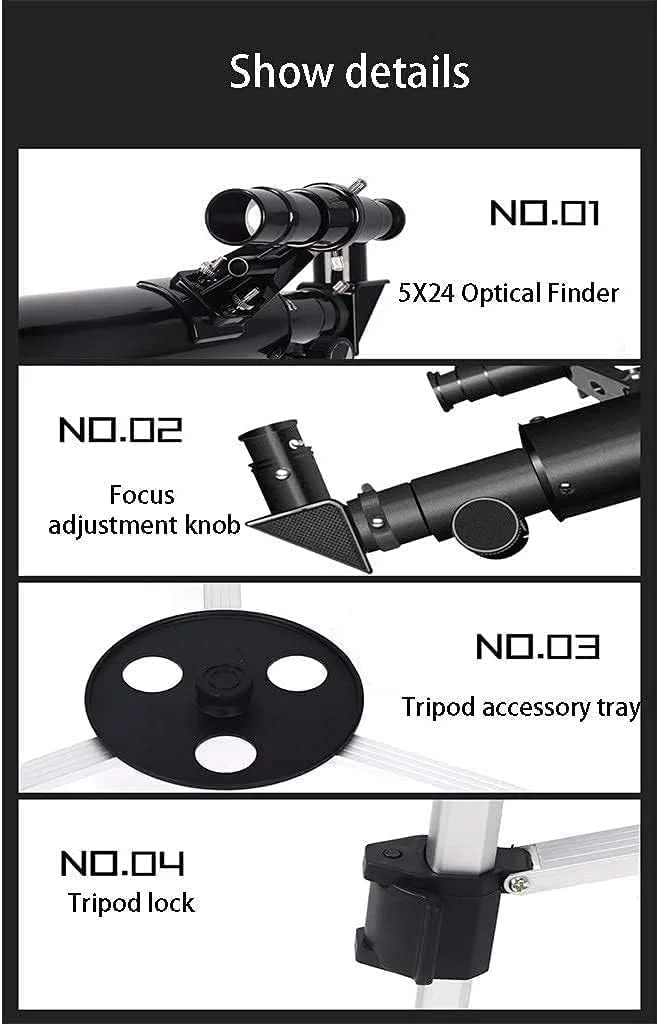 تلسکوپ نجومی مسافرتی 50 میلی‌متری، تلسکوپ شکستنی سبک و قابل حمل - عدسی چشمی با پوشش و وضوح بالا - تلسکوپ ایده‌آل برای مبتدیان، کودکان و بزرگسالان
