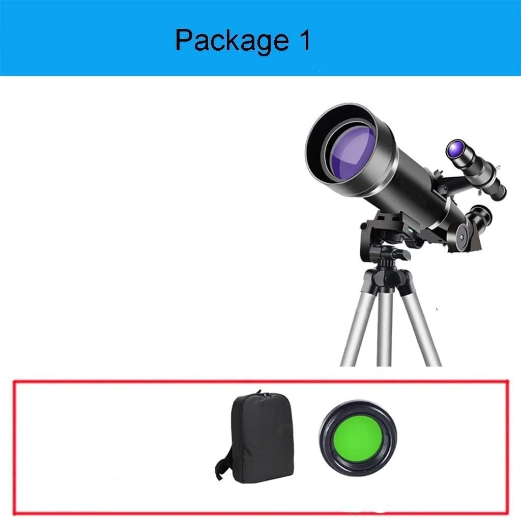 تلسکوپ نجومی با قطر بسیار بزرگ 70 میلی‌متری برای کودکان مبتدی، تلسکوپ انکساری، تلسکوپ مسافرتی با کیف حمل و پایه، هدیه برای تولد کودکان