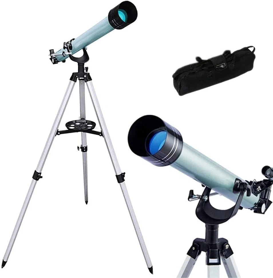 تلسکوپ نجومی قابل حمل، تلسکوپ انکساری برای کودکان و مبتدیان نجوم با پایه سبک، نگهدارنده تلفن و کیف حمل، ایده آل برای هدایای آموزشی