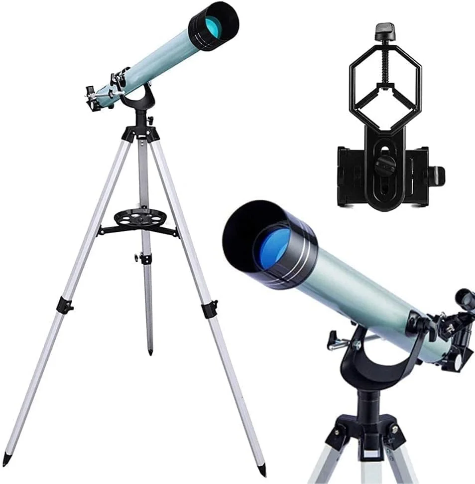 تلسکوپ نجومی قابل حمل، تلسکوپ انکساری برای کودکان و مبتدیان نجوم با پایه سبک، نگهدارنده تلفن و کیف حمل، ایده آل برای هدایای آموزشی
