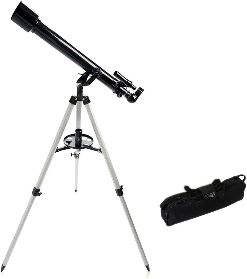 تلسکوپ نجومی قابل حمل، تلسکوپ انکساری برای کودکان و مبتدیان نجوم با پایه سبک، نگهدارنده تلفن و کیف حمل، ایده آل برای هدایای آموزشی