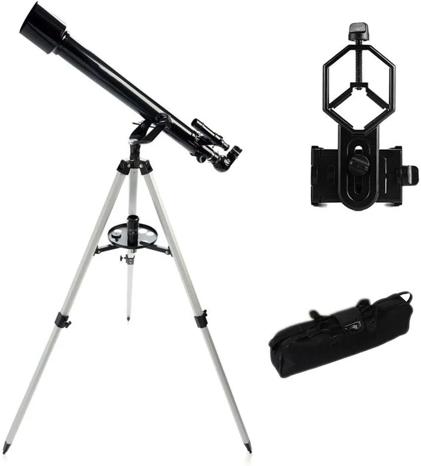 تلسکوپ نجومی قابل حمل TEmkin، تلسکوپ انکساری برای کودکان و مبتدیان نجوم با سه پایه سبک وزن، پایه تلفن و کیف حمل، ایده آل برای آموزش کودکان