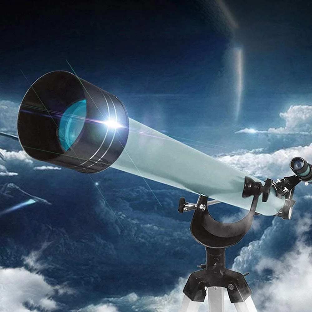 تلسکوپ نجومی قابل حمل، تلسکوپ انکساری برای کودکان و مبتدیان نجوم با پایه سبک، نگهدارنده تلفن و کیف حمل، ایده آل برای هدایای آموزشی