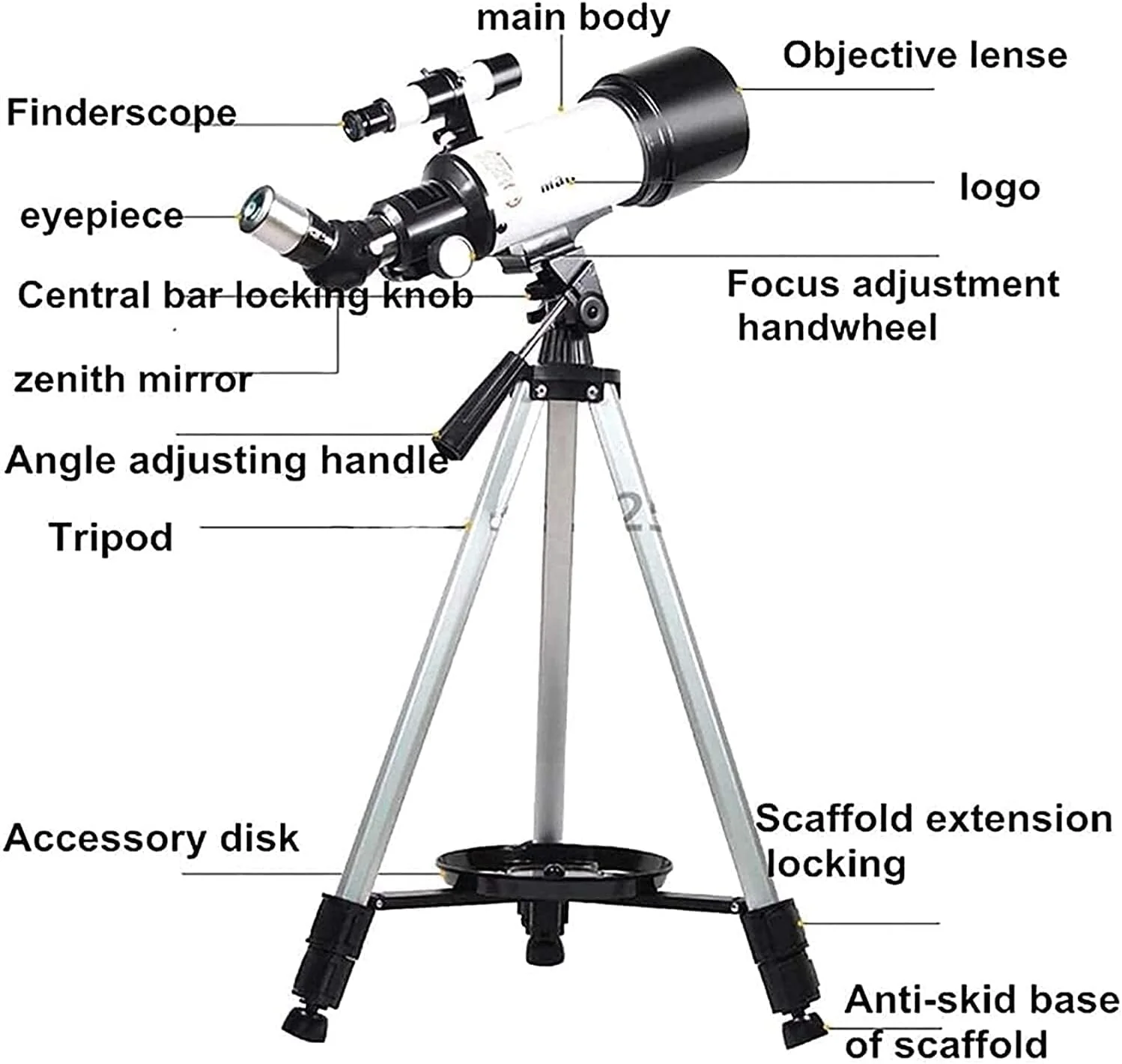 تلسکوپ نجومی حرفه ای، تلسکوپ انکساری آینه ای برای مشاهده مناظر و پیاده روی، حداکثر بزرگنمایی 336 برابر