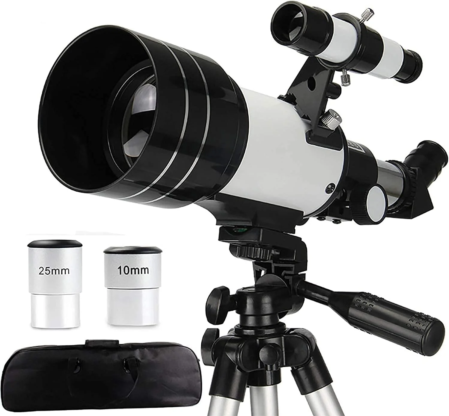 تلسکوپ نجومی، تلسکوپ انکساری HD با پایه قابل تنظیم و نگهدارنده تلفن، لنز 70 میلی متری با پوشش کامل، لنز بارلو برای مبتدیان و کودکان