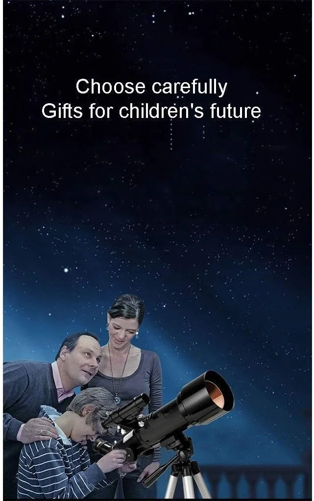 تلسکوپ نجومی سطح مبتدی، تلسکوپ برای مبتدیان نجوم، تلسکوپ کودکان، دهانه 70 میلی‌متری، تلسکوپ شکستنی با پایه 400 میلی‌متری