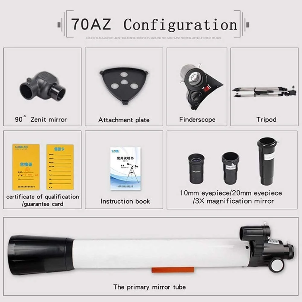 تلسکوپ شکستنی نجومی، تلسکوپ نجومی حرفه ای مناسب فضای باز با بزرگنمایی بالا 270X، طراحی شکستنی نوری تک چشمی با پایه قابل حمل