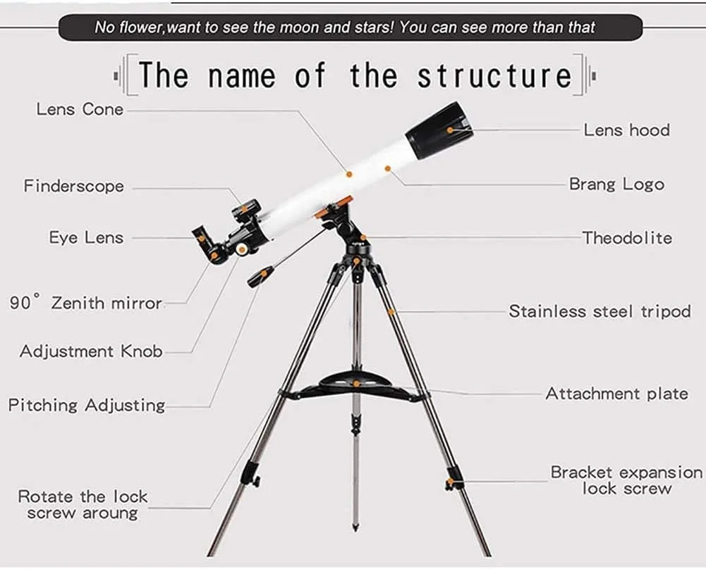 تلسکوپ شکستنی نجومی، تلسکوپ نجومی حرفه ای با بزرگنمایی بالا مناسب فضای باز 270X تک چشمی با طراحی شکست نوری و پایه قابل حمل تلسکوپ شکستنی نجومی، تلسکوپ نجومی حرفه ای با بزرگنمایی بالا مناسب فضای باز 270X تک چشمی با طراحی شکست نوری و پایه قابل حمل