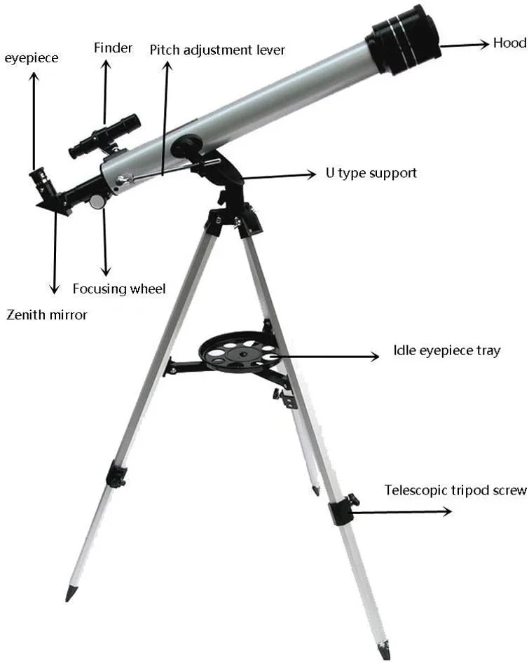 تلسکوپ نجومی با قابلیت بزرگنمایی ۵۲۵ برابر، تک لوله، تلسکوپ انکساری ۷۰۰-۶۰ مناسب برای حرفه ای ها