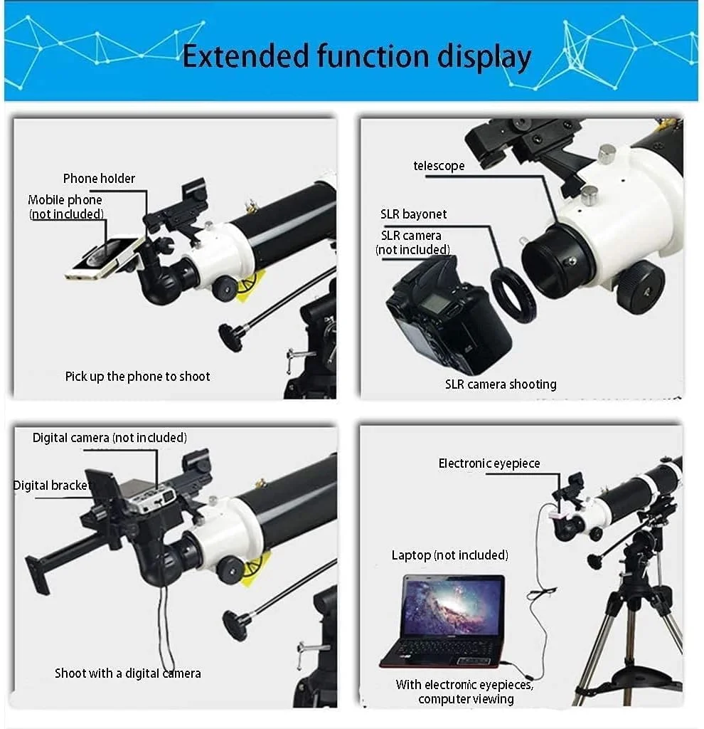 تلسکوپ نجومی، تلسکوپ انکساری، دهانه 80 میلی‌متری، 900 میلی‌متری نجومی با قابلیت تنظیم