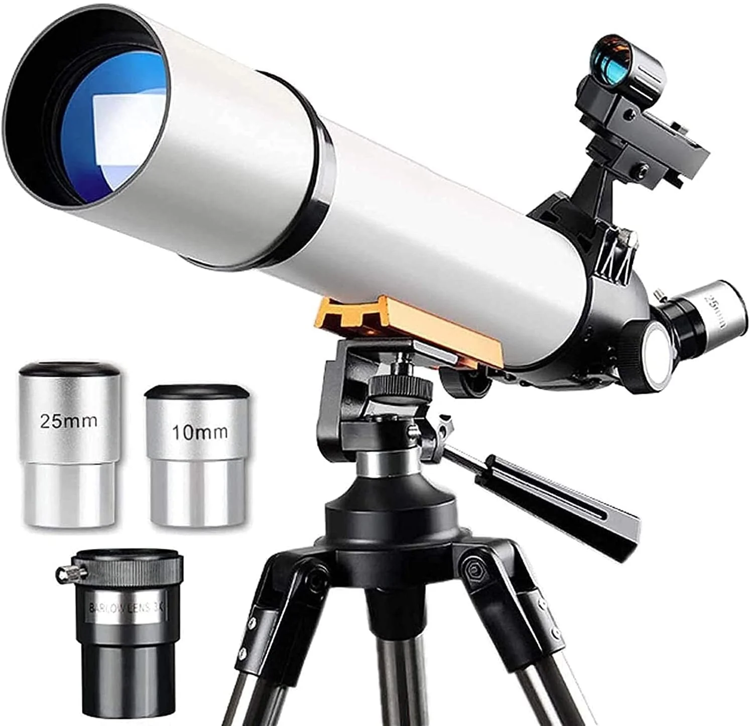 تلسکوپ با دیافراگم 70 میلی‌متری برای بزرگسالان، تلسکوپ شکستی، تلسکوپ مسافرتی با کیف حمل، آداپتور تلفن و کنترل از راه دور بی‌سیم