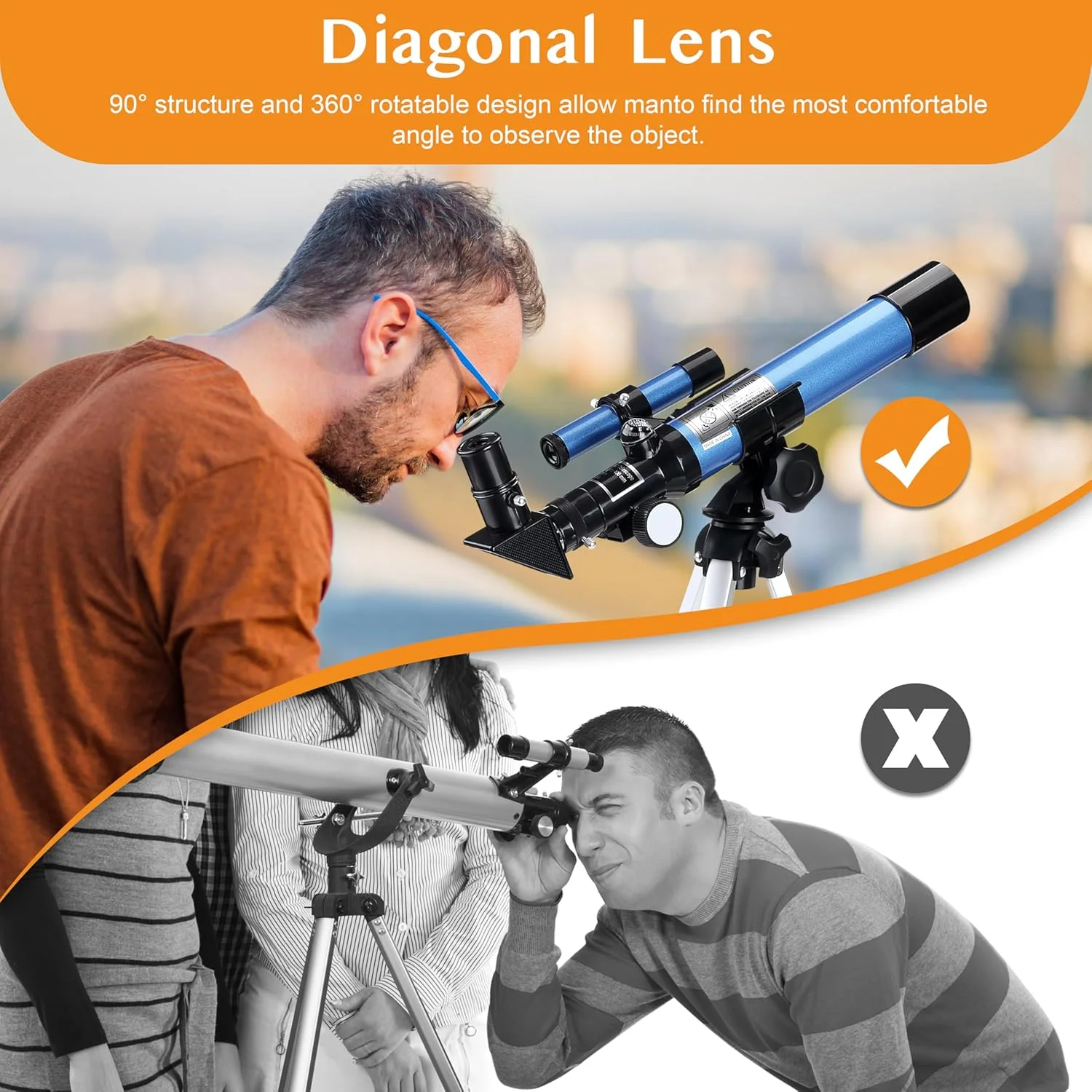 تلسکوپ کودکان AOMEKIE با سه پایه، منظره یاب و قطب نما به عنوان هدیه، تلسکوپ انکساری برای هدایای کریسمس