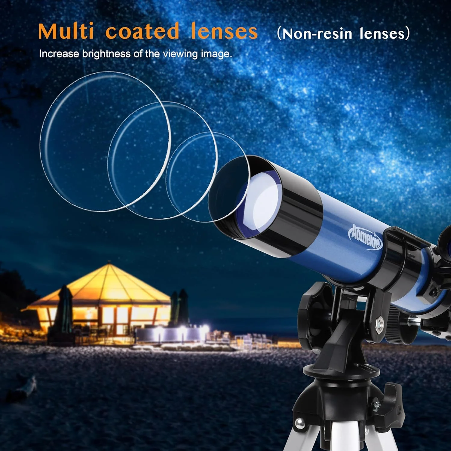 تلسکوپ کودکان AOMEKIE با سه پایه، منظره یاب و قطب نما به عنوان هدیه، تلسکوپ انکساری برای هدایای کریسمس