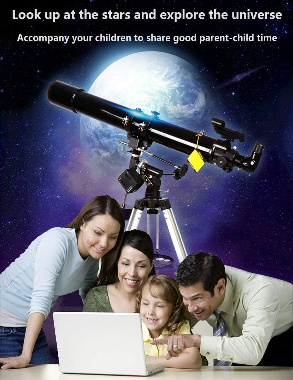 تلسکوپ نجومی برای مبتدیان - تلسکوپ نجومی 20X / 30X / 40X با سه پایه قابل تنظیم 60 میلی متری HD شکستی برای نجوم، آموزش علمی اولیه، دو برابر راحتی