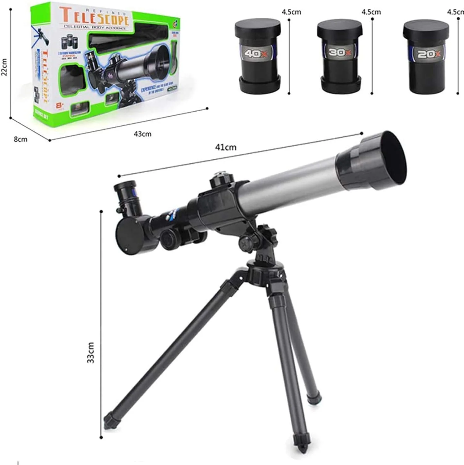 تلسکوپ نجومی برای مبتدیان - تلسکوپ نجومی 20X / 30X / 40X با سه پایه قابل تنظیم 60 میلی متری HD شکستی برای آموزش علوم اولیه، دو برابر راحتی تلسکوپ نجومی برای مبتدیان - تلسکوپ نجومی 20X / 30X / 40X با سه پایه قابل تنظیم 60 میلی متری HD شکستی برای آموزش علوم اولیه، دو برابر راحتی