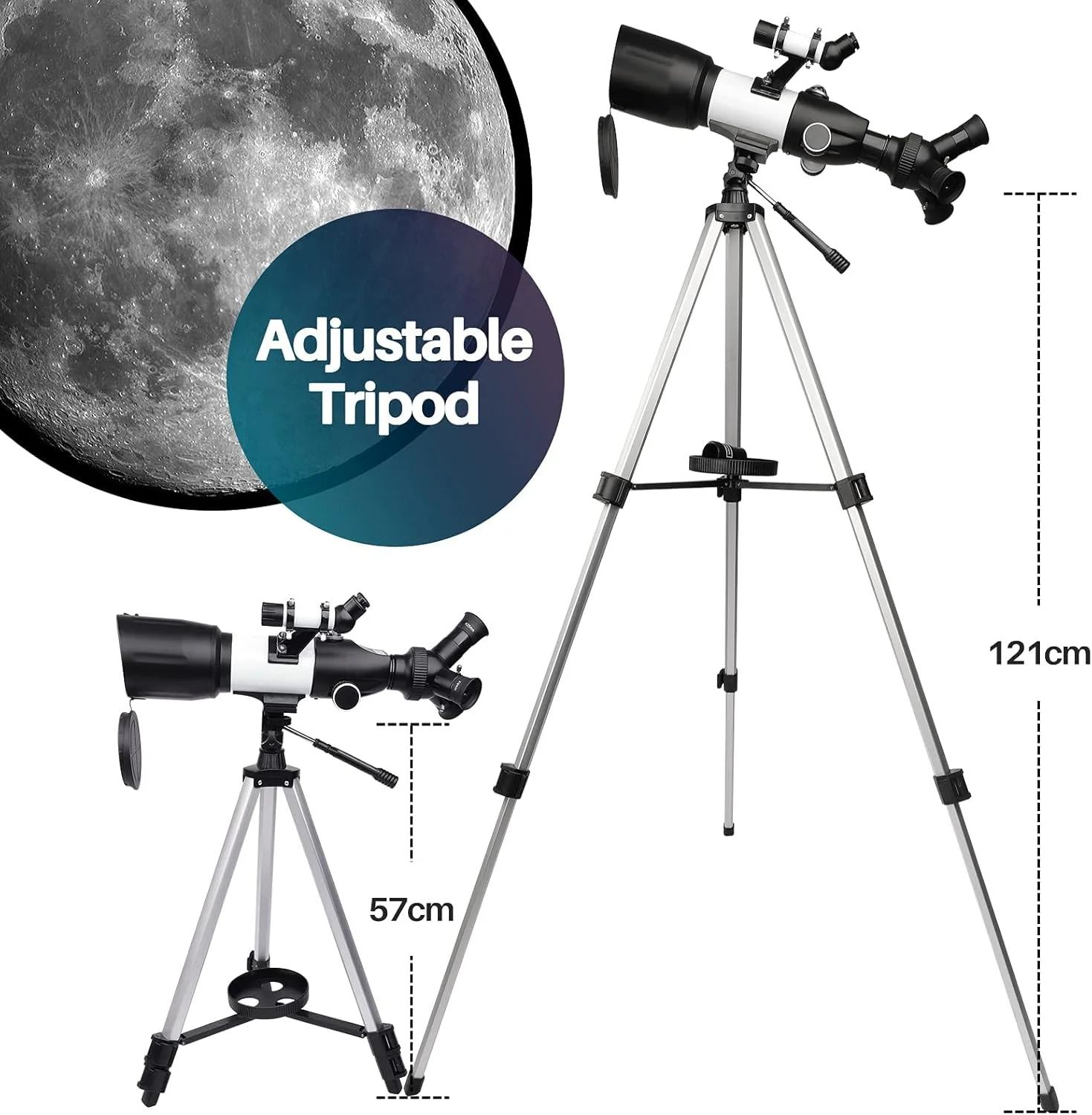تلسکوپ نجومی 70 میلیمتری با سهپایه، هدیهای قابل حمل برای کودکان و بزرگسالان تلسکوپ نجومی 70 میلیمتری با سهپایه، هدیهای قابل حمل برای کودکان و بزرگسالان