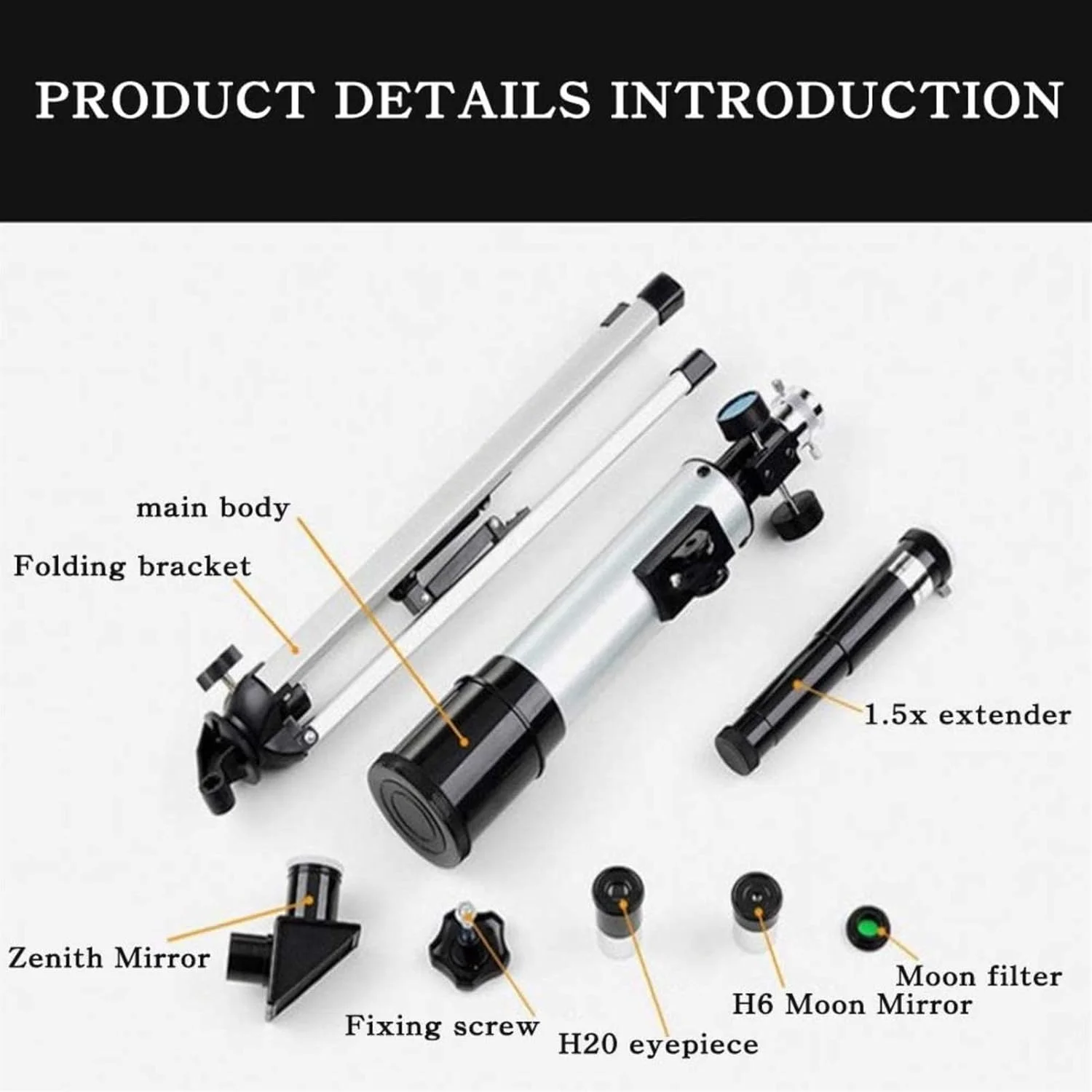 تلسکوپ نجومی 50 میلی‌متری برای مبتدیان، بزرگسالان و کودکان، تلسکوپ انکساری با فاصله کانونی 360 میلی‌متر، آداپتور تلفن هوشمند جمع و جور و قابل حمل، تماشای ماه، دو برابر راحتی
